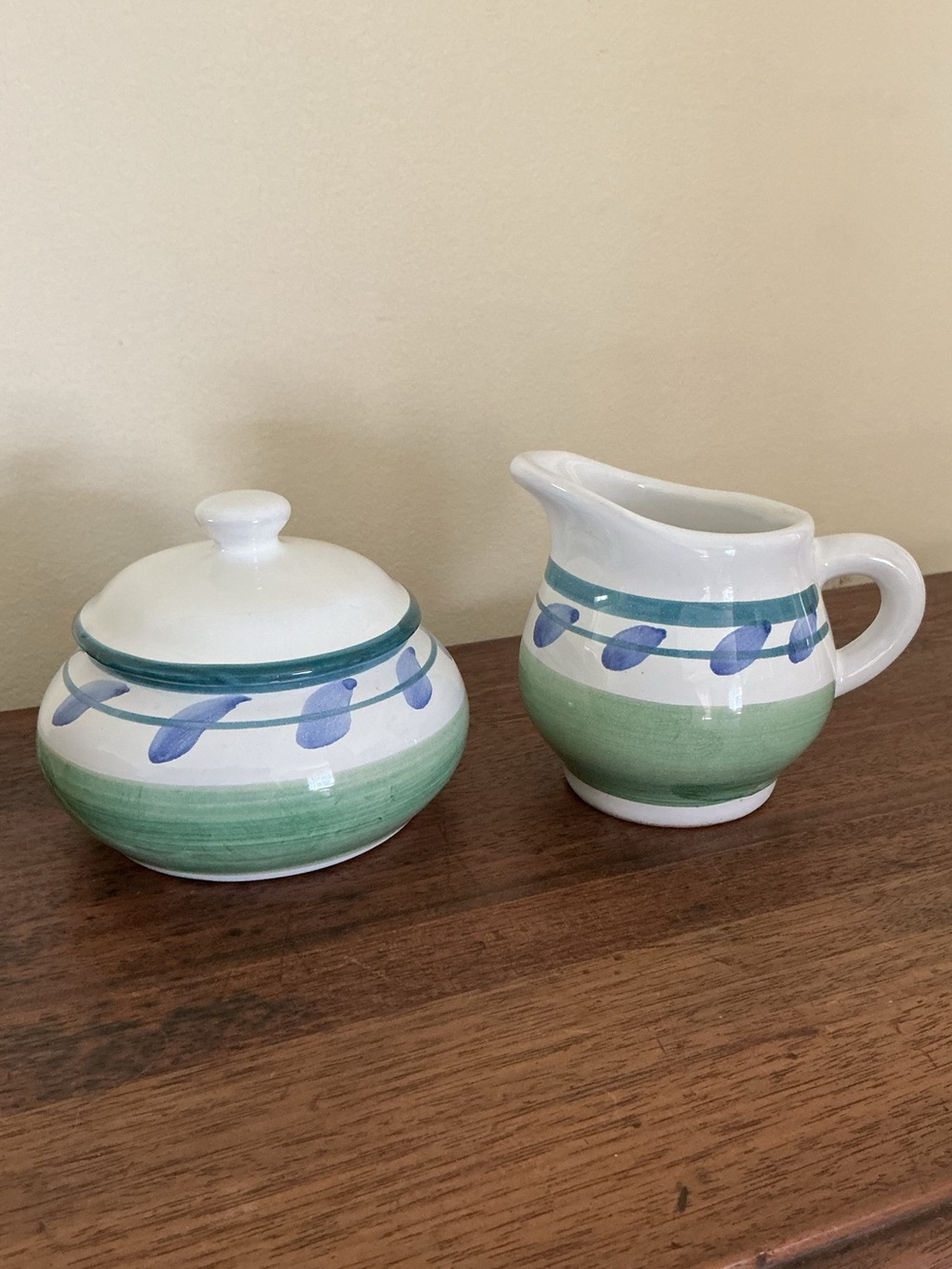 Hand-Painted Caleca Cream & Sugar Italy